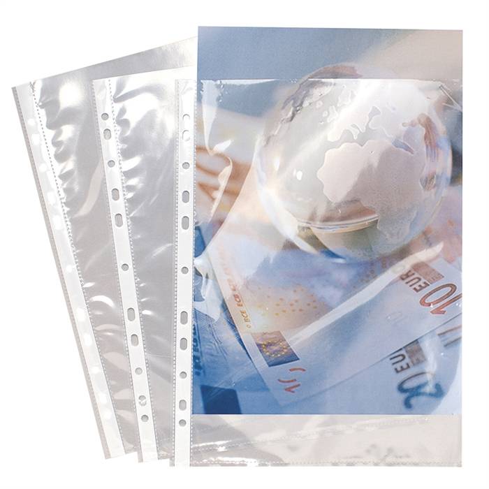 Packung mit 50 Prospekthüllen glatt und gelocht aus PP 90Âµ, DIN A4