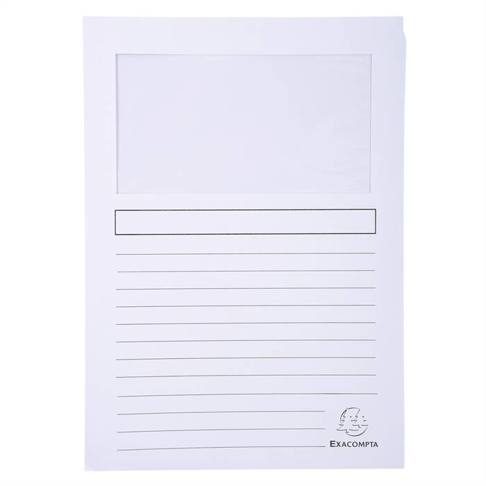 Exacompta Pack 100 Fenstermappen, A4, 160g, plastikfrei - Weiß - 50151E
