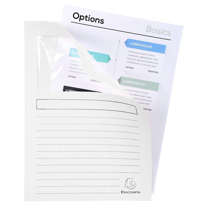 Exacompta Pack 100 Fenstermappen, A4, 160g, plastikfrei - Weiß - 50151E