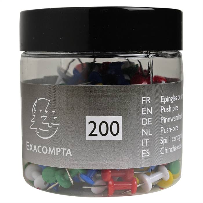 Blisterbox mit 200 Stück Pinnwandnadeln Push Pins, Ã10mm, Spitze 7mm