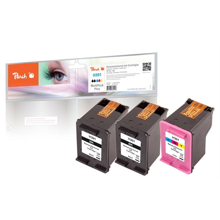 Peach Spar Pack Plus Druckköpfe kompatibel zu HP No. 301 black, CH561EE, No. 301 color, CH562EE