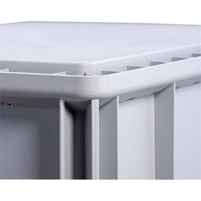 Transportstapelbehälter L600xB400xH320mm grau PP geschlossener Griff rot