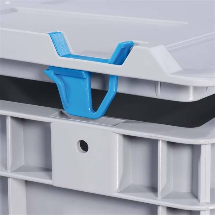 Transportstapelbehälter L600xB400xH320mm grau PP geschlossener Griff rot