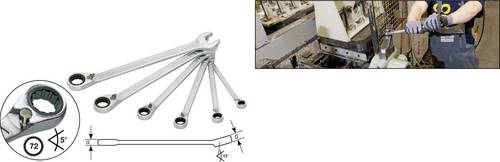 Hazet 606/6-1 Knarren-Ring-Maulschlüssel-Satz 6teilig Schlüsselweite (Metrisch) 21 - 32 mm