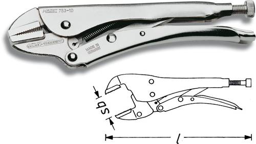 Hazet 753-10 Gripzange Gerade mit Prismenaussparung 0 - 40 mm 250 mm