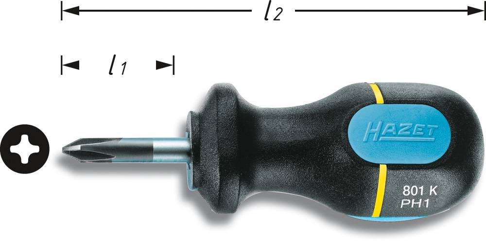 Hazet Werkstatt Kreuzschlitz-Schraubendreher PH 1 Klingenlänge: 25 mm