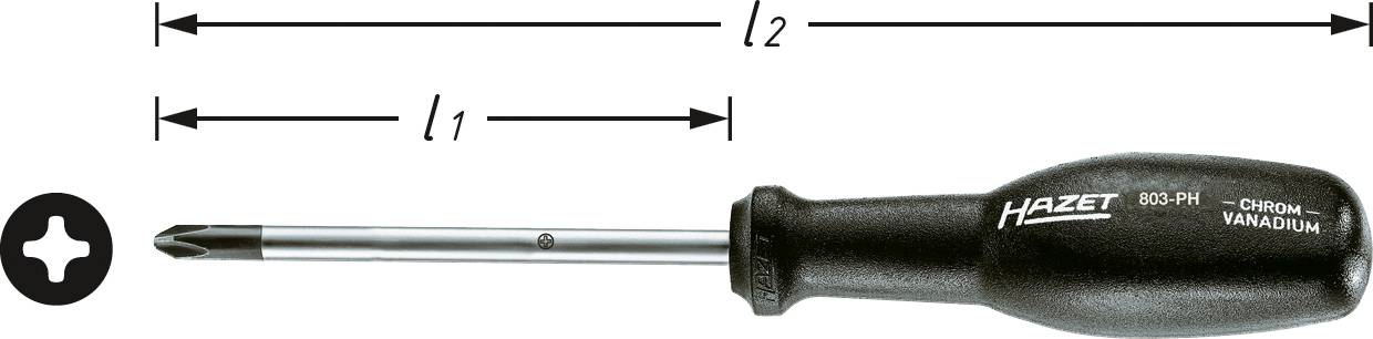 Hazet 803-PH1 Werkstatt Kreuzschlitz-Schraubendreher PH 1 Klingenlänge: 80 mm DIN ISO 8764-2, DIN I
