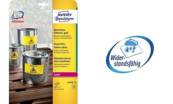 AVERY Zweckform wetterfeste Folienetiketten 63,5 x 29,6 mm L6105-20