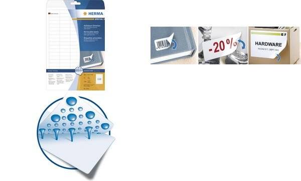 HERMA Movables - Selbstklebend - weiß - 96 x 63.5 mm 200 Stck. (25 Bogen x 8)