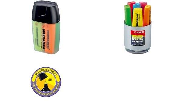 STABILO Textmarker BOSS ORIGINAL, 4er BIG BOSS Box