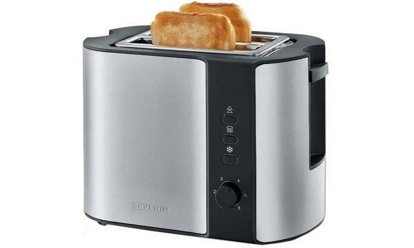 Severin AT 2589 Toaster mit Brötchenaufsatz Edelstahl (gebürstet), Schwarz