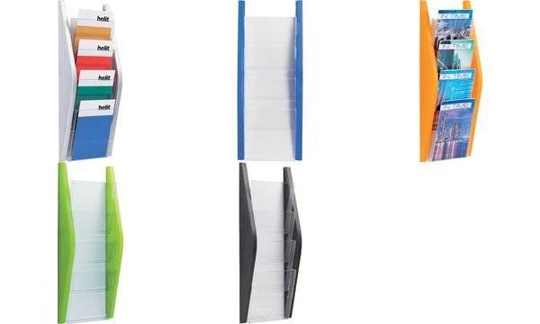 helit Wand-Prospekthalter, DIN A5 hoch, 4 Fächer, silber (5171049)