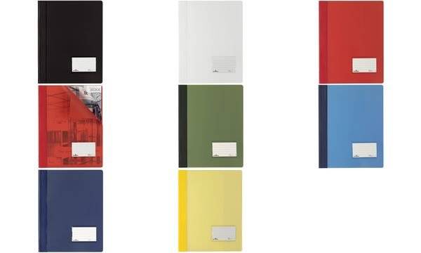 Durable DURALUX 268007 Schnellhefter Dunkelblau DIN A4+ Beschriftungsfenster (90 x 57 mm), Einreißschutz, Innentasche (Rückseite)