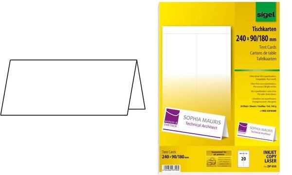 Sigel DP046 - High White - 95 x 42 mm - 185 g/m² - 80 Stck. (20 Bogen x 4)