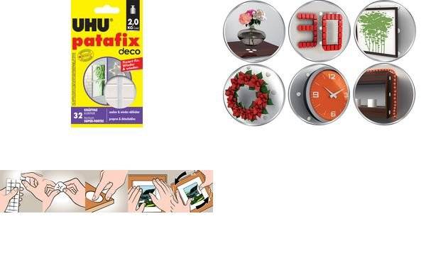 UHU Klebepads patafix homedeco, wieder ablösbar, weiß