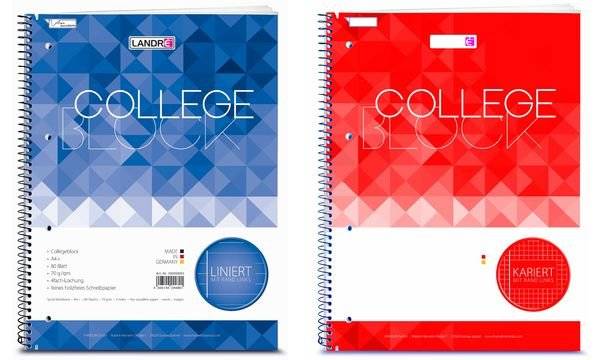 Collegeblock College A4+ 80 Blatt 70 g/qm 4-fach gelocht liniert
