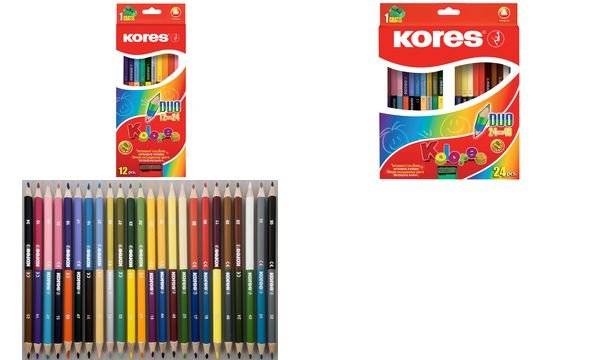 Kores Dreikant-Buntstifte "DUO", 12er Karton-Etui + Spitzer