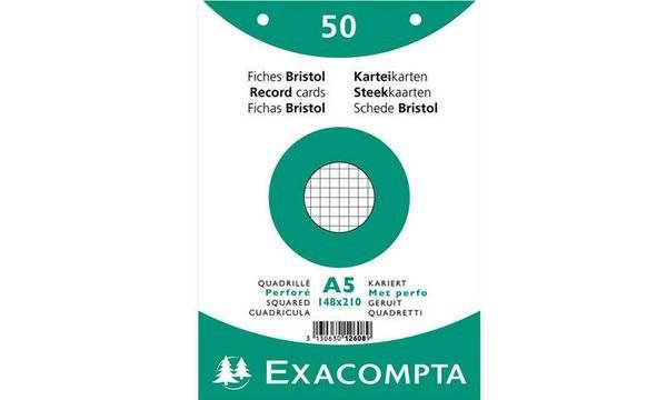 EXACOMPTA Karteikarten, DIN A5, kariert, weiß