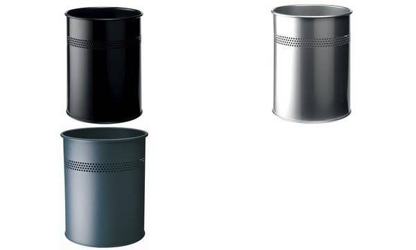 DURABLE Papierkorb METALL, rund, 15 Liter, metallic silber (9330023)