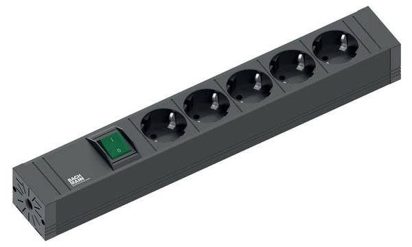 Bachmann 420.0013 Steckdosenleiste mit Schalter Schwarz Schutzkontakt 1 St.
