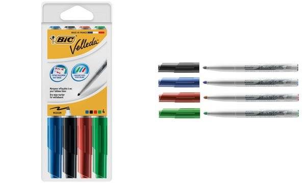 BIC Whiteboard-Marker Velleda 1741, Rundspitze, 4er Etui
