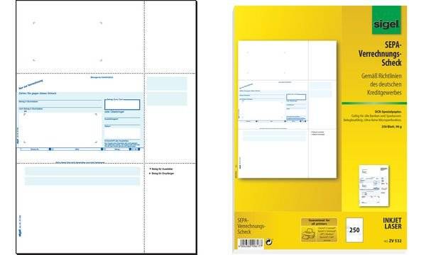 sigel Bankformular "PC-Sepa-Verrechnungs-Scheck", A4