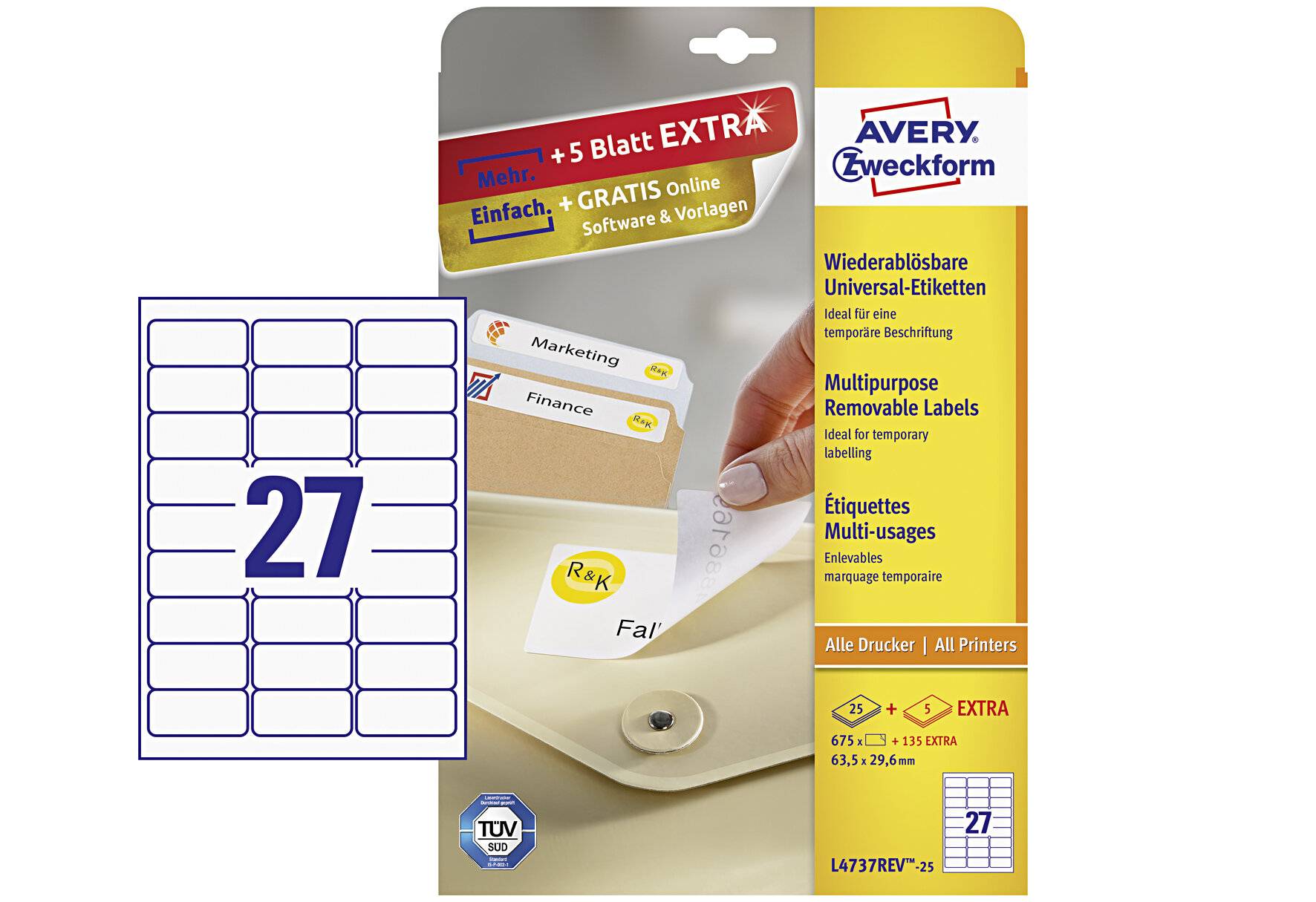 Avery Zweckform Etikett L4732REV-25 35, / 6x16,9mm weiß 2.000 St./Pack.