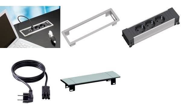Bachmann 317.100 Steckdosenleiste ohne Schalter Aluminium, Schwarz Schutzkontakt