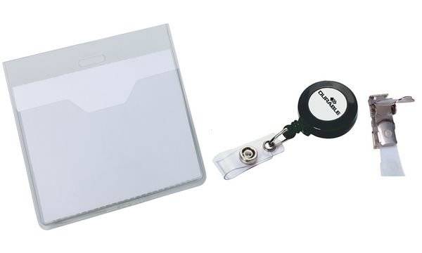 Durable 813619 Namensschild 8136 (B x H) 90 mm x 60 mm Ausstanzung, kombinierbar mit Clip, kombinierbar mit Textilband, kombinierbar mit Jojo 20 St