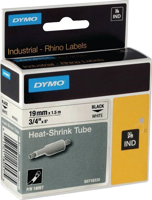 Schriftband Wärme-Schrumpfschlauch DYMO IND RHINO 18057 Polyolefin Bandfarbe: Weiß Schriftfarbe:Schwarz 19 mm 1.5 m