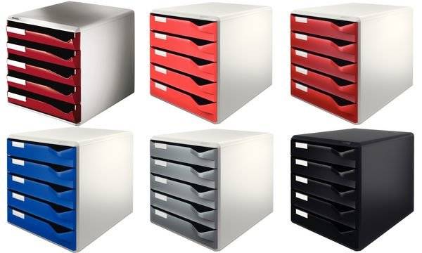 Leitz Schubladenbox 52800089 DIN A4 5Schubfächer lichtgr/d.gr