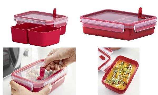 emsa Mikrowellendose CLIP & MICRO, 1,0 Liter, mit Einsätzen (6460498)