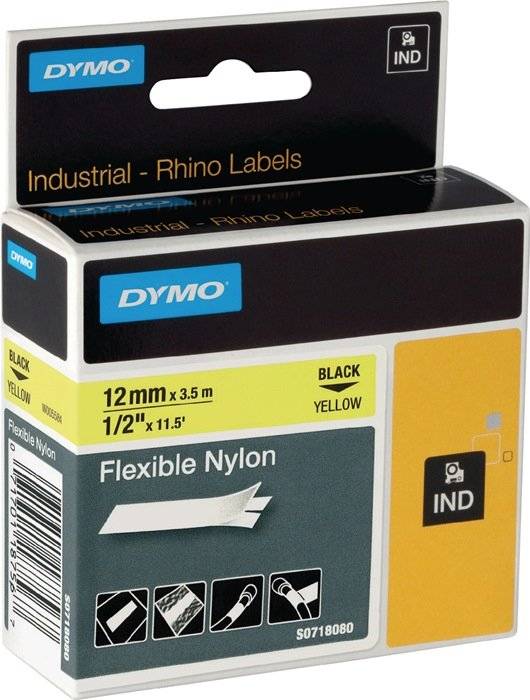 DYMO Schriftbandkassette Rhino ID1 18490 12mmx3,5m sw auf ge
