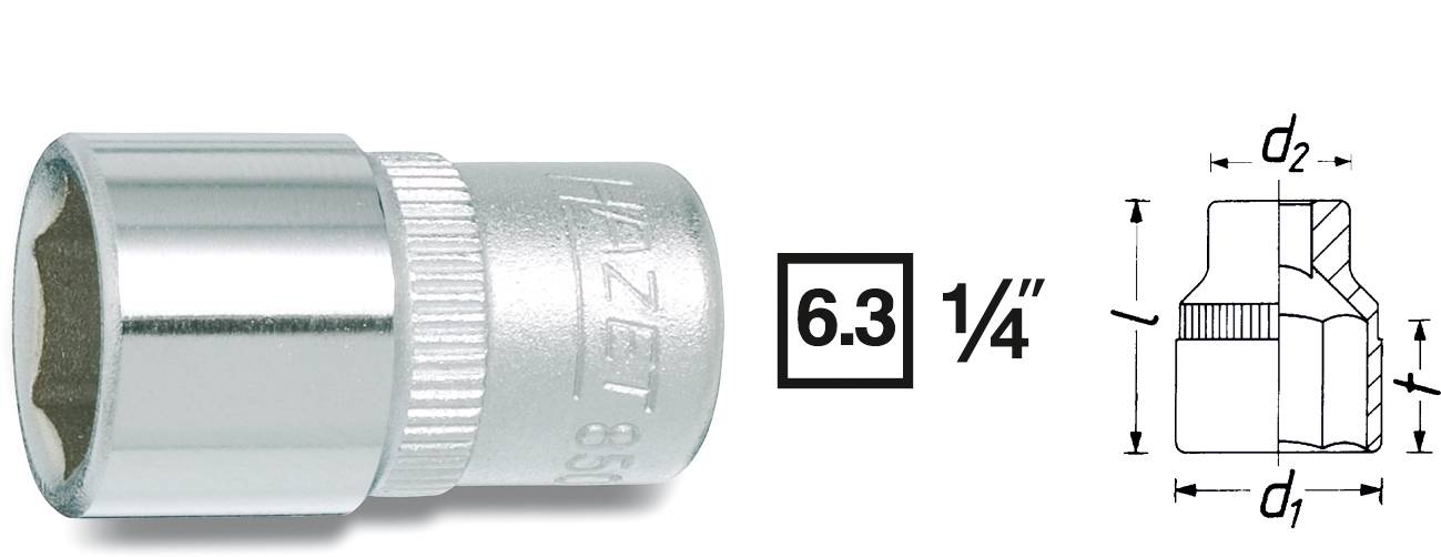 Hazet 850-5 Außen-Sechskant Steckschlüsseleinsatz 5 mm 1/4" (6.3 mm)