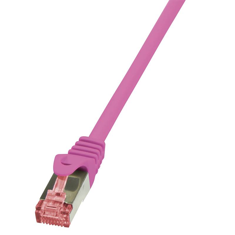 LogiLink CQ2049S RJ45 Netzwerkkabel, Patchkabel CAT 6 S/FTP 1.50 m Pink Flammwidrig, mit Rastnasenschutz 1 St.