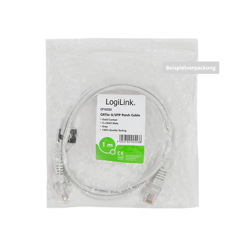 LogiLink CP1082U RJ45 Netzwerkkabel, Patchkabel CAT 5e U/UTP 7.50 m Grau 1 St.