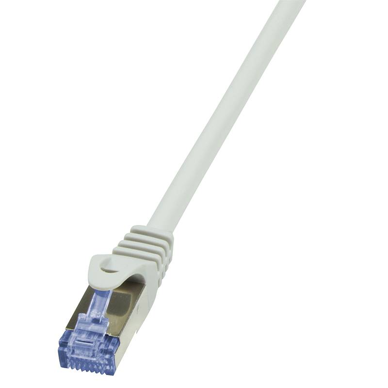 LogiLink CQ3072S RJ45 Netzwerkkabel, Patchkabel CAT 6a S/FTP 5.00 m Grau Flammwidrig, mit Rastnasenschutz 1 St.