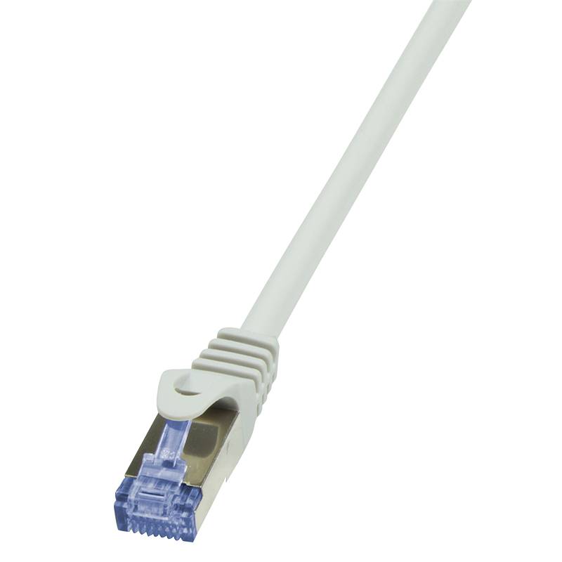 LogiLink CQ3072S RJ45 Netzwerkkabel, Patchkabel CAT 6a S/FTP 5.00 m Grau Flammwidrig, mit Rastnasenschutz 1 St.