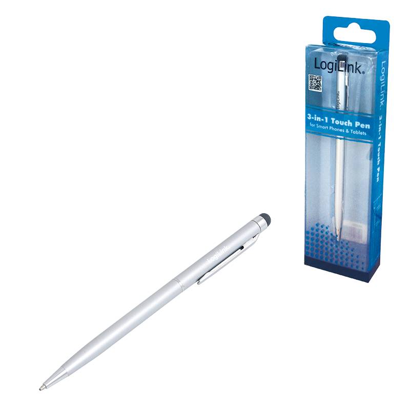 LogiLink AA0041 Touchpen mit Kugelschreiber Silber