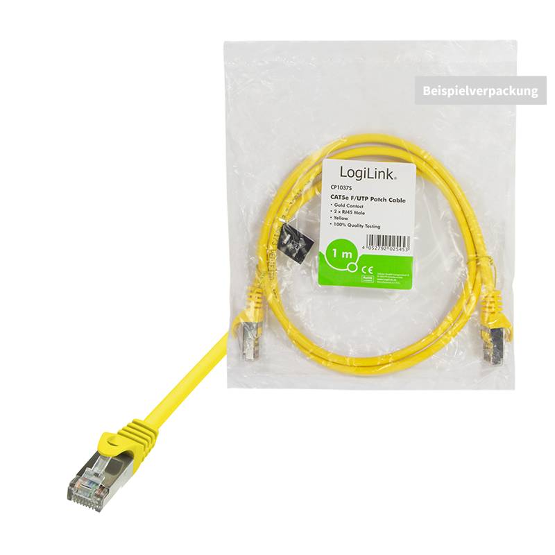 LogiLink CP1057S RJ45 Netzwerkkabel, Patchkabel CAT 5e F/UTP 2.00 m Gelb mit Rastnasenschutz 1 St.