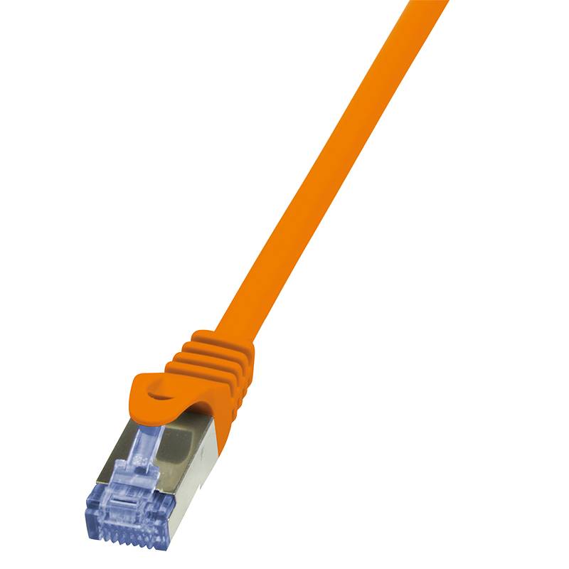 LogiLink CQ3038S RJ45 Netzwerkkabel, Patchkabel CAT 6a S/FTP 1.00 m Orange Flammwidrig, mit Rastnasenschutz 1 St.