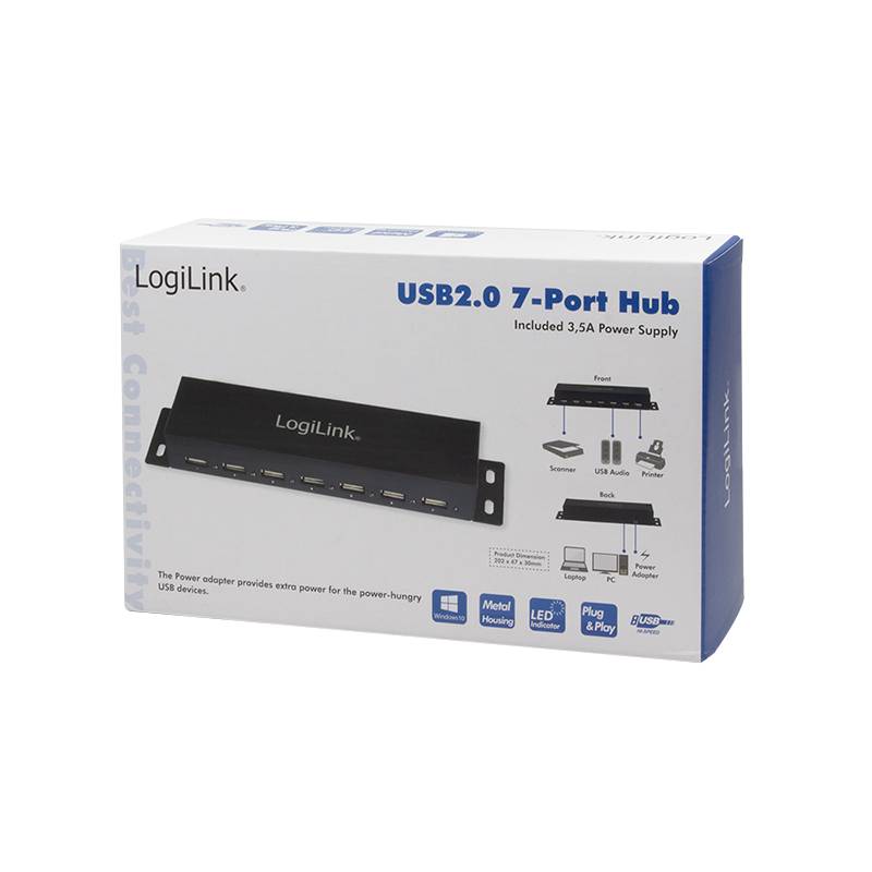 LogiLink USB 2.0 Hub, 7-Port, Metall