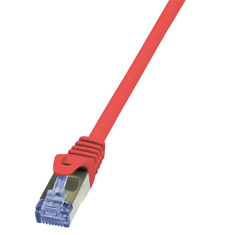 LogiLink CQ3084S RJ45 Netzwerkkabel, Patchkabel CAT 6a S/FTP 7.50 m Rot Flammwidrig, mit Rastnasenschutz 1 St.