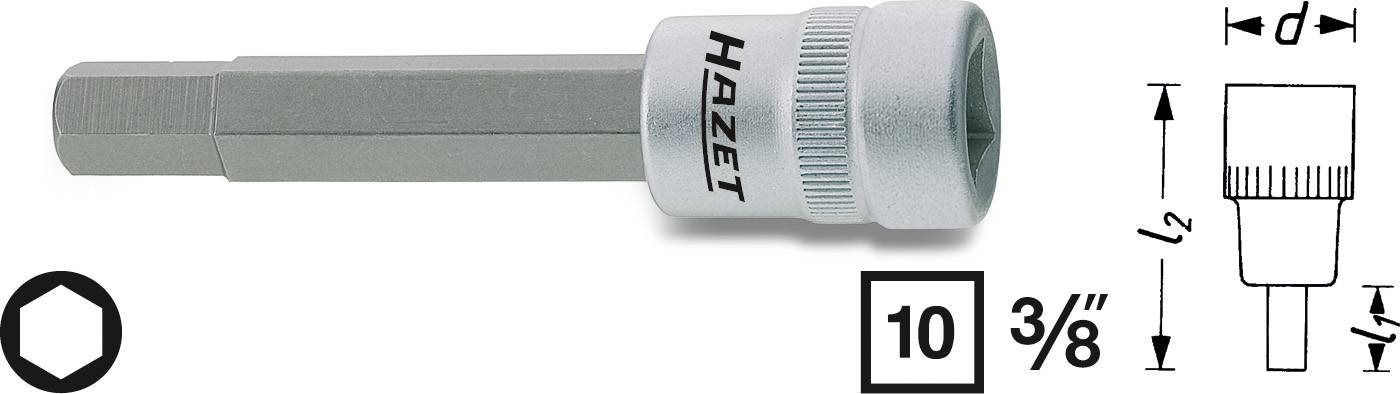 Hazet 8801-8 Innen-Sechskant Steckschlüssel-Bit-Einsatz 8mm 3/8" (10 mm)