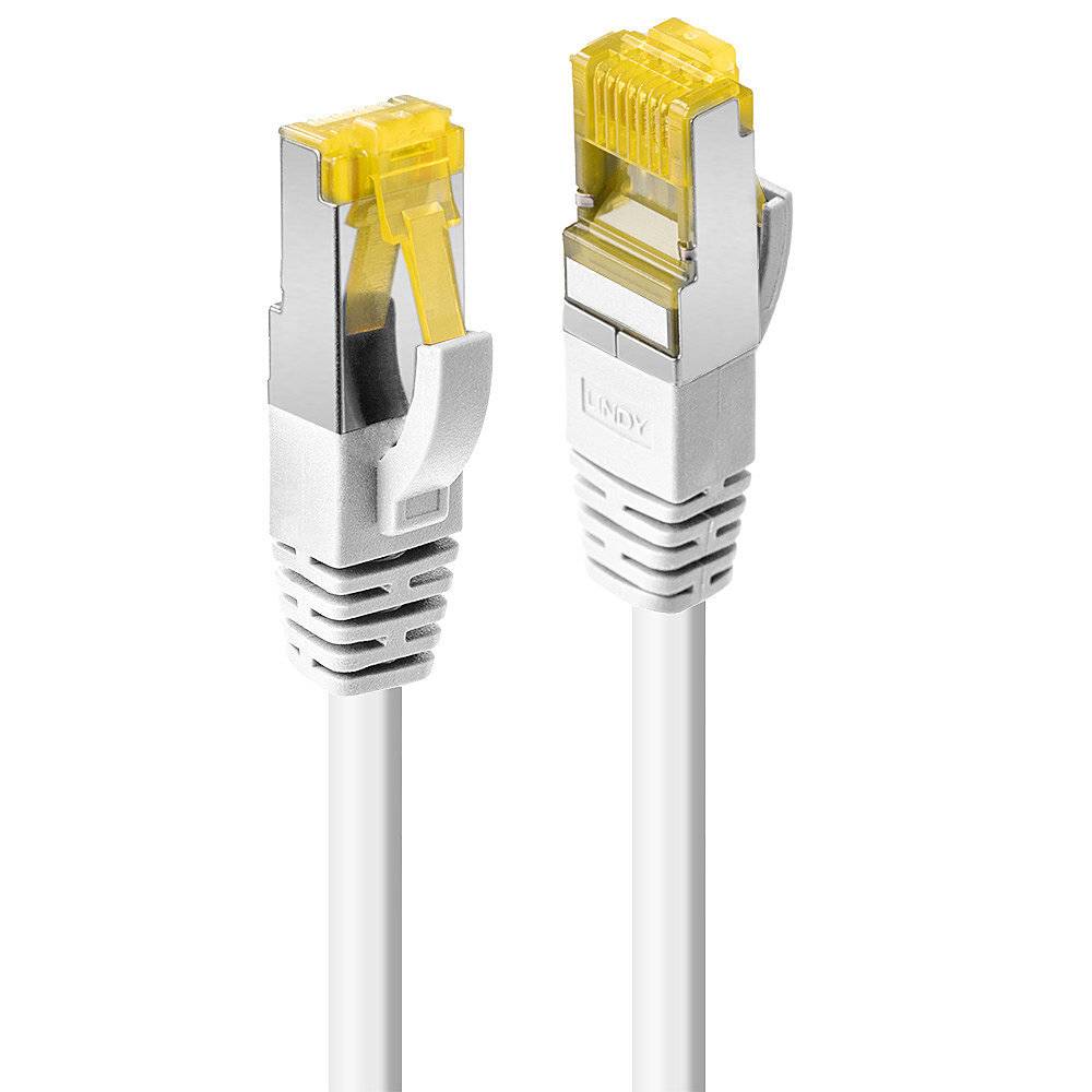 LINDY 47329 RJ45 Netzwerkkabel, Patchkabel CAT 6a (Rohkabel CAT 7) S/FTP 15.00 m Weiß mit Rastnasenschutz 1 St.