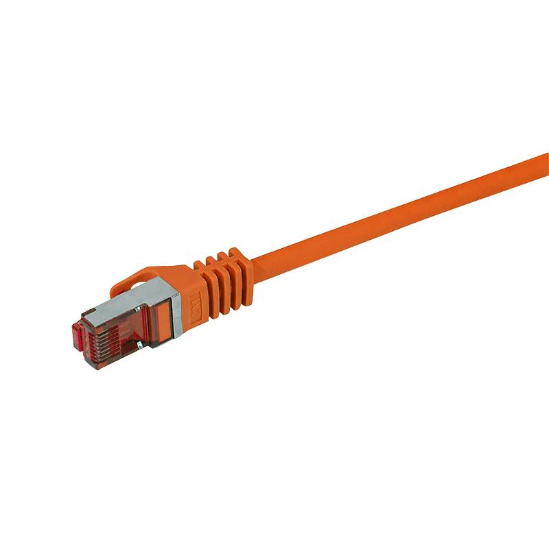 LogiLink CQ2028S RJ45 Netzwerkkabel, Patchkabel CAT 6 S/FTP 0.50 m Orange Flammwidrig, mit Rastnasenschutz 1 St.