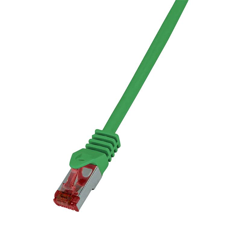 LogiLink CQ2035S RJ45 Netzwerkkabel, Patchkabel CAT 6 S/FTP 1.00 m Grün Flammwidrig, mit Rastnasenschutz 1 St.