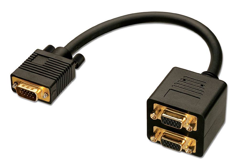 LINDY 41214 VGA Y-Adapter [1x VGA-Stecker - 2x VGA-Stecker] Schwarz 0.18 m