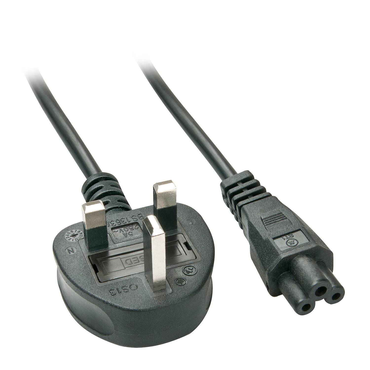 LINDY Strom Anschlusskabel [1x Kleeblatt-Stecker C6 - 1x UK-Stecker] 2.00 m