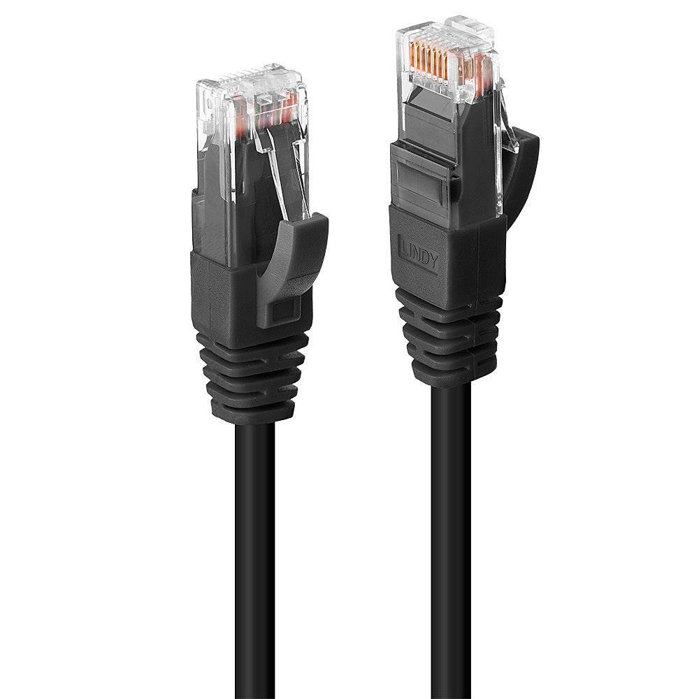 LINDY 45432 RJ45 Netzwerkkabel, Patchkabel CAT 6 U/UTP 1.00 m Schwarz mit Rastnasenschutz 1 St.